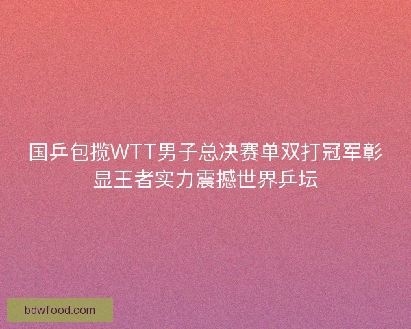 国乒包揽WTT男子总决赛单双打冠军彰显王者实力震撼世界乒坛